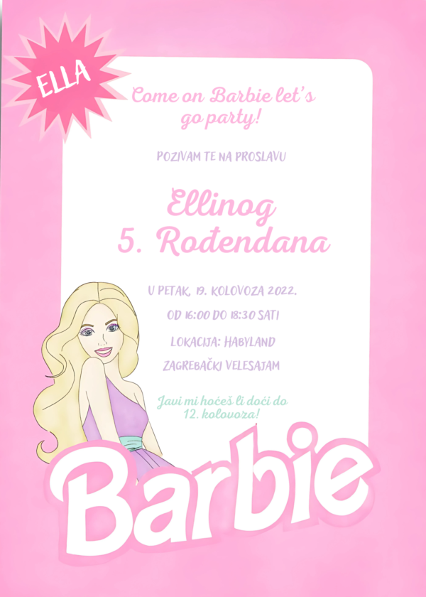 Pozivnica "Barbie Dream" - Image 2