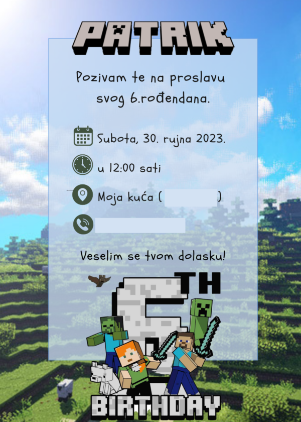 Pozivnica "Minecraft" - Image 2